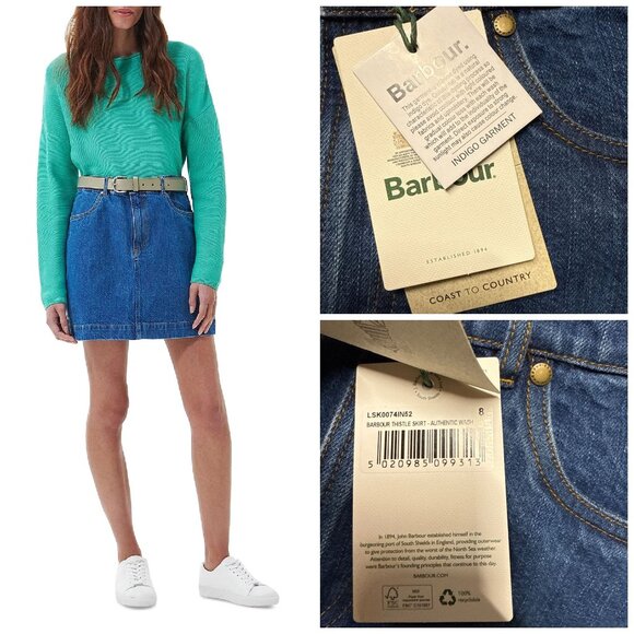 Barbour Women's Blue Thistle Denim Skirt Size 8 - New with Tags - Picture 5 of 9